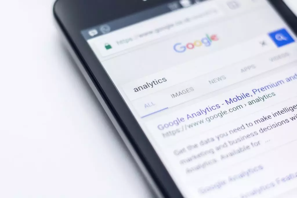 phone open to google search results for query analytics