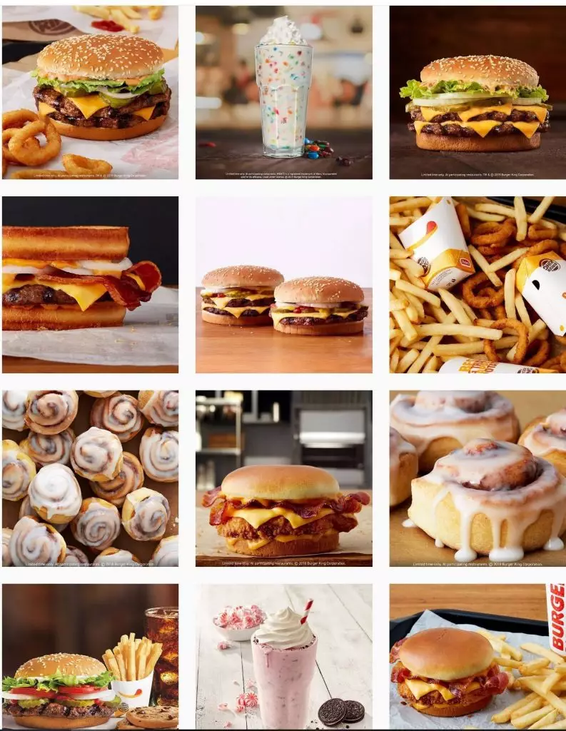 screenshot of burger king's instagram feed