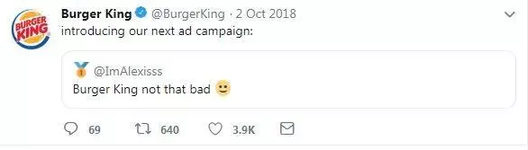 screenshot of tweet from burger king replying to another user