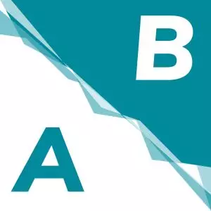 split image of an A and B