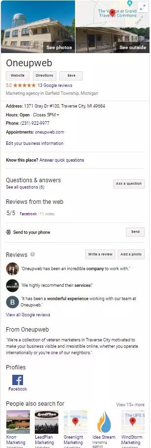 Vertical google my business listing screenshot.