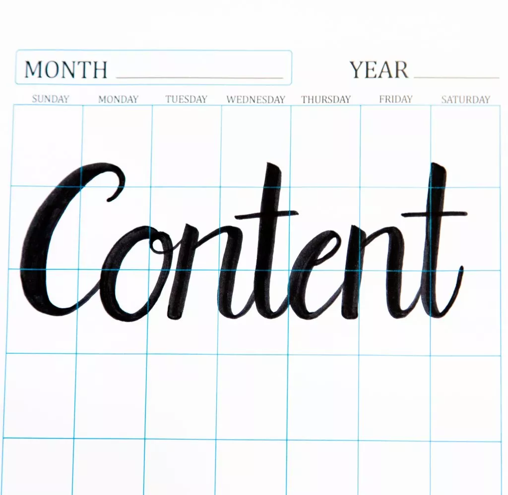 content written on a calendar