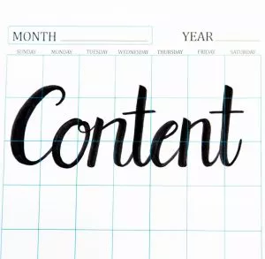 Calendar with the text "Content" over it