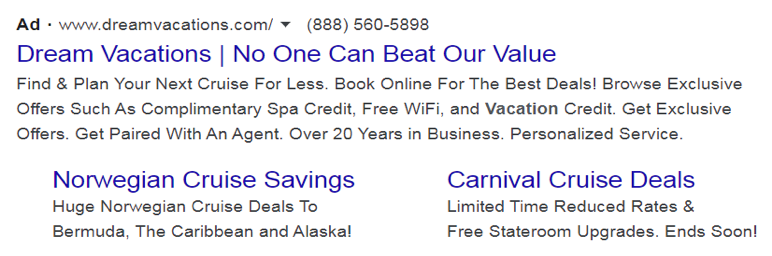 an example of a local search ad for franchisees