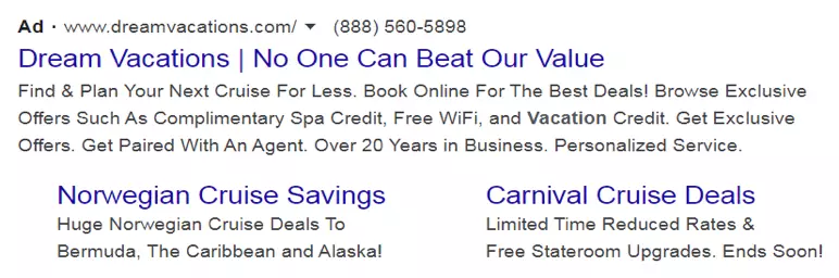 an example of a local search ad for franchisees