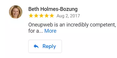 Oneupweb Google My Business positive customer review