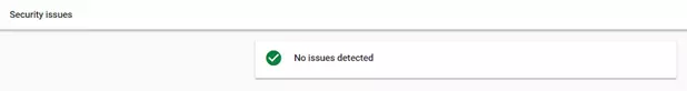 Google Search Console's Security Issues tool reads 